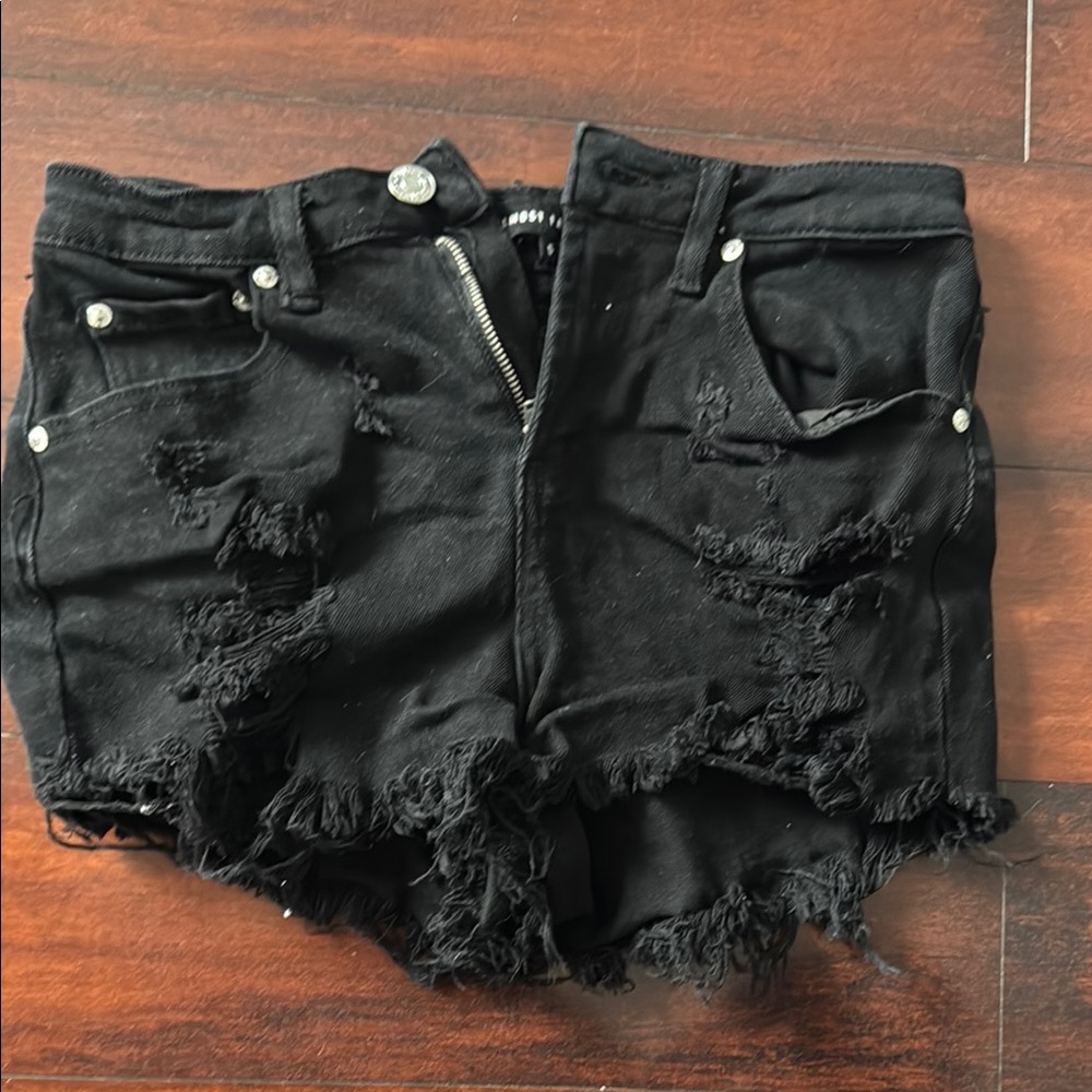 Almost Famous Black Distressed Jean Shorts